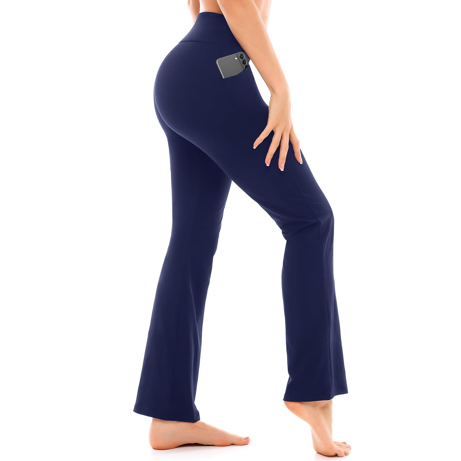 Walifrey Flare Leggings with Pocket for Women,High Waisted Opaque Flare Pants for Yoga Workout