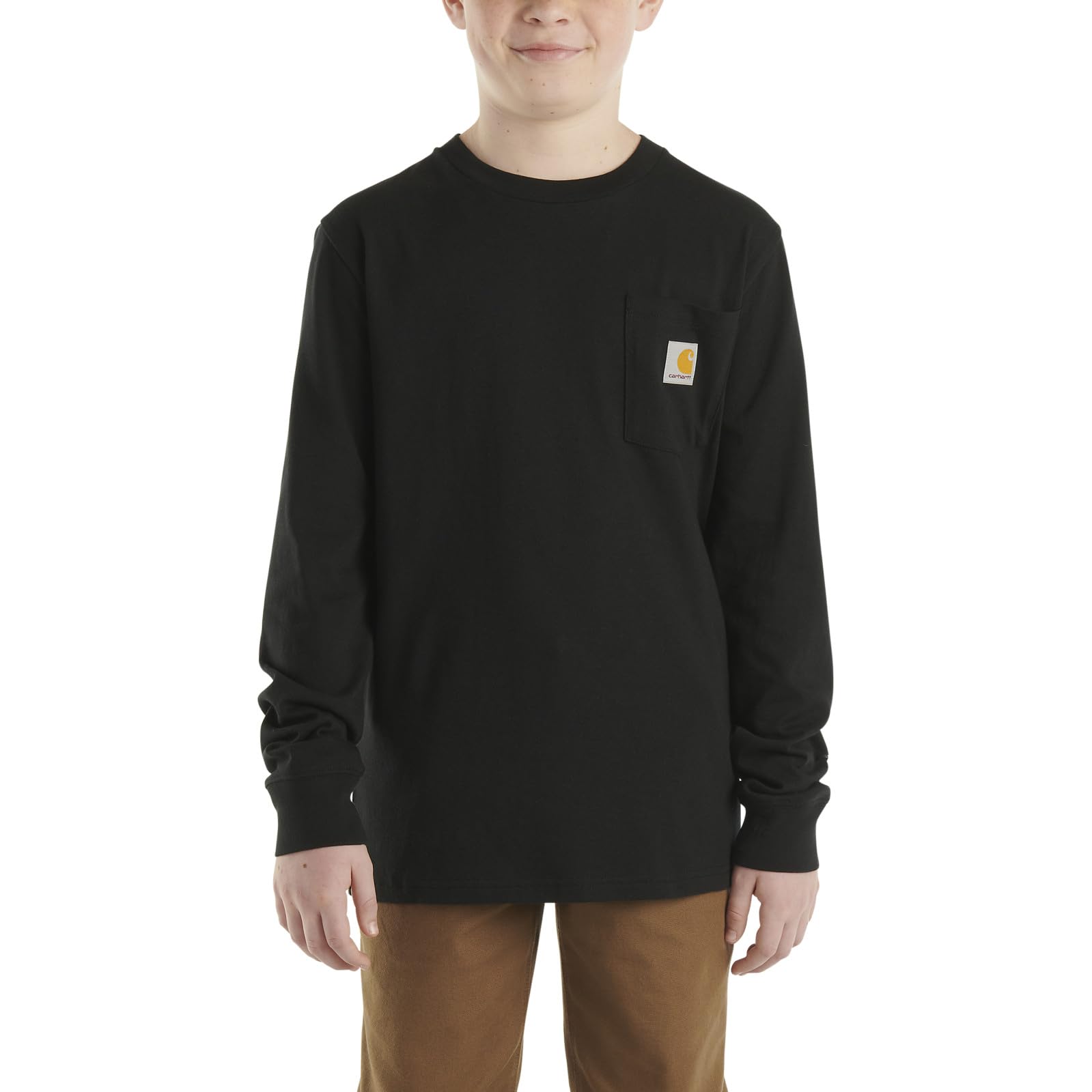 Carhartt Boys' Long-Sleeve Logo Sleeve Pocket T-Shirt