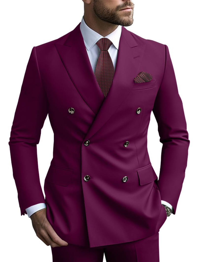 2 Piece Double Breasted Men Suit Slim Fit Mens Double Breasted Blazer Pants Sets Wedding Suit Prom Suits-44