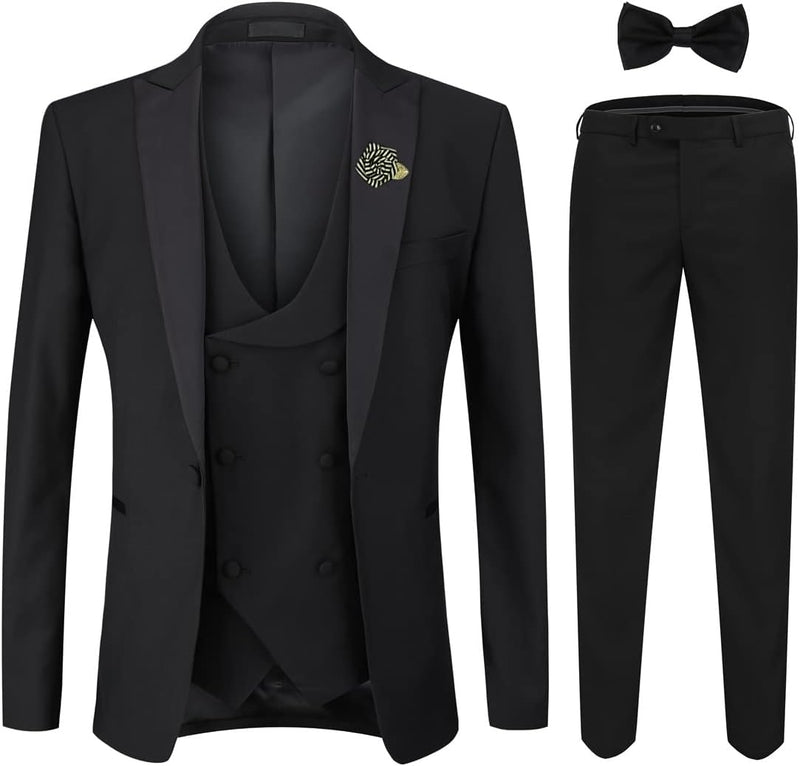 YFFUSHI Men's 3 Piece Suit Slim Fit One Button Prom Suits Set Blazer Vest Trousers-21