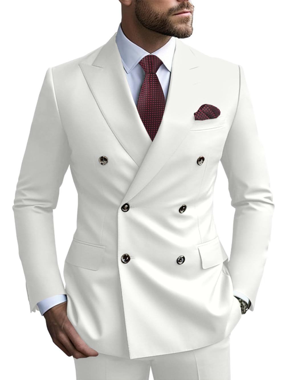 2 Piece Double Breasted Men Suit Slim Fit Mens Double Breasted Blazer Pants Sets Wedding Suit Prom Suits-41