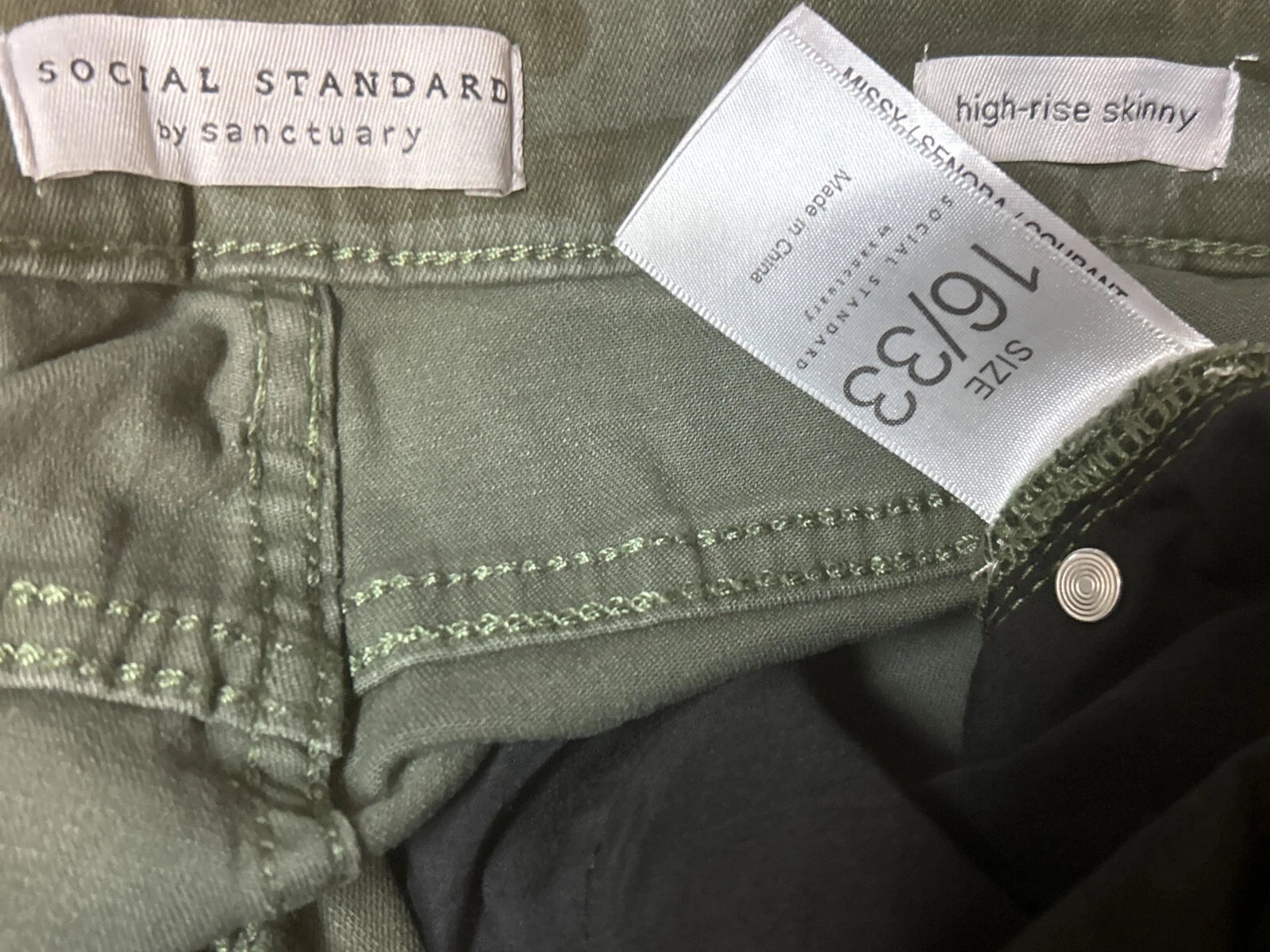Social Standard by Sanctuary High-Rise Skinny Jeans, GREEN CAMO, 16/33