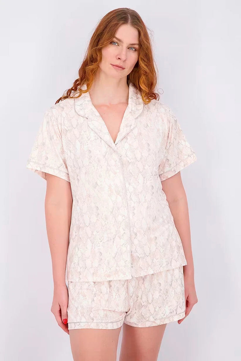 Flora Nikrooz Women 1-Piece Short Sleeve Snakeskin printed Pajama Top, Pink, M-2
