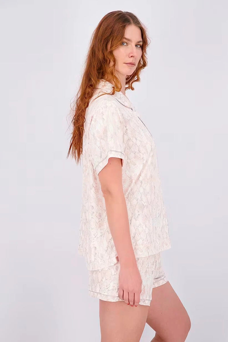Flora Nikrooz Women 1-Piece Short Sleeve Snakeskin printed Pajama Top, Pink, M-3