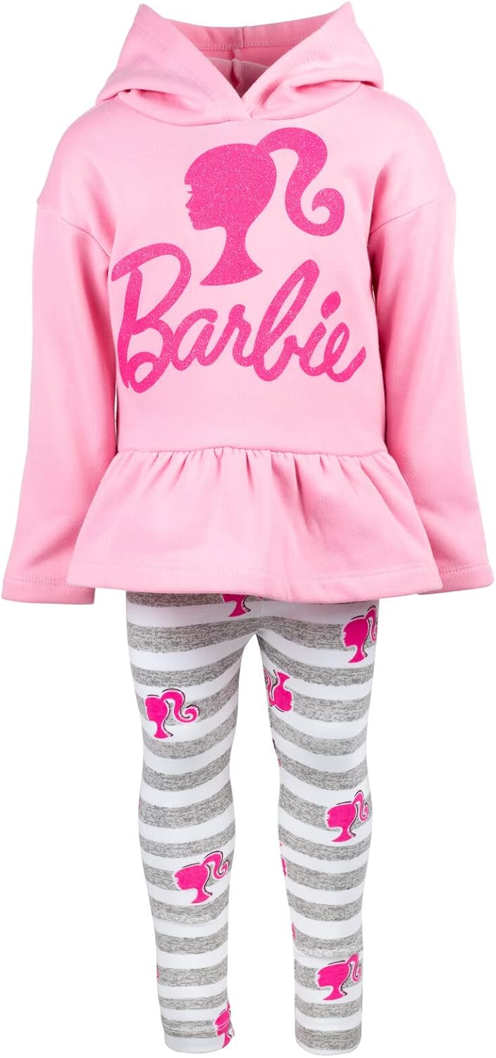 Barbie Girls Fleece Hoodie and Leggings Outfit Set Toddler to Big Kid Sizes (2T - 18-20)