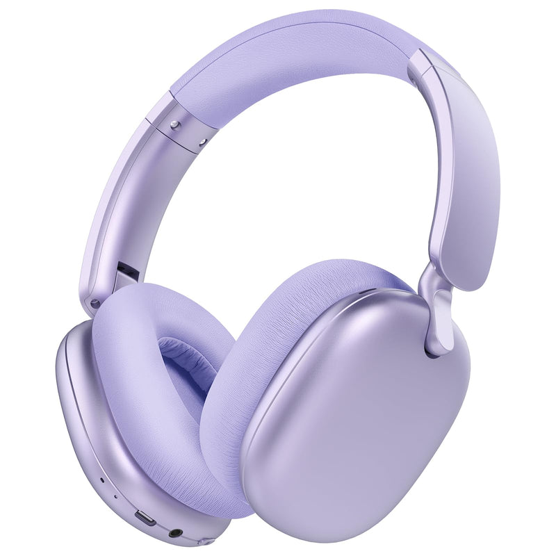 RORSOU C6 Active Noise Cancelling Headphones, Wireless Over Ear Bluetooth Headphones, 60H Playtime, Lightweight Folding Deep Bass Comfort Fit Ear Cups Headset with Mic for iPad/Travel/PC/Home Silver