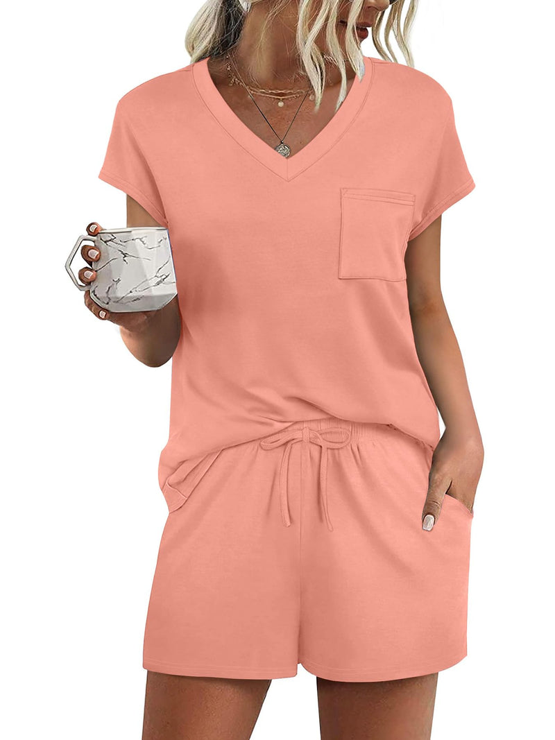 RUMIA Pajamas for Women 2 Piece Cap Sleeve Lounge Short Sets with Pockets (S-3XL)-68