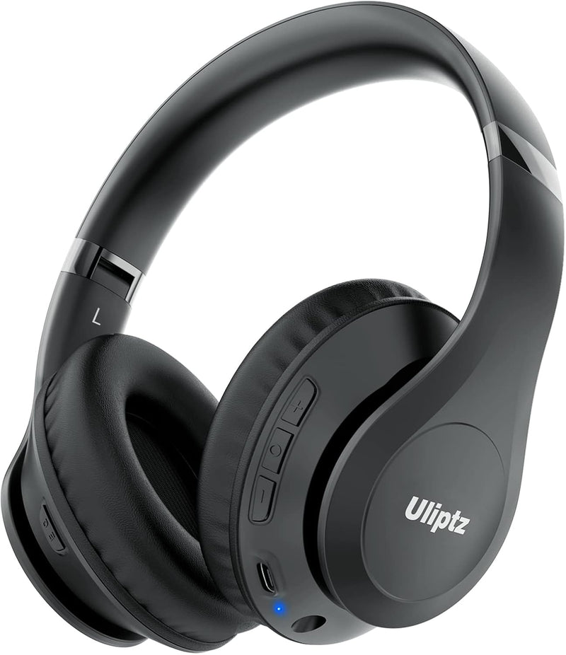 Uliptz Wireless Bluetooth Headphones, 65H Playtime, 6 EQ Sound Modes, HiFi Stereo Over Ear Headphones with Microphone, Foldable Lightweight Bluetooth 6.0 Headset for Travel/Office/Cellphone/PC