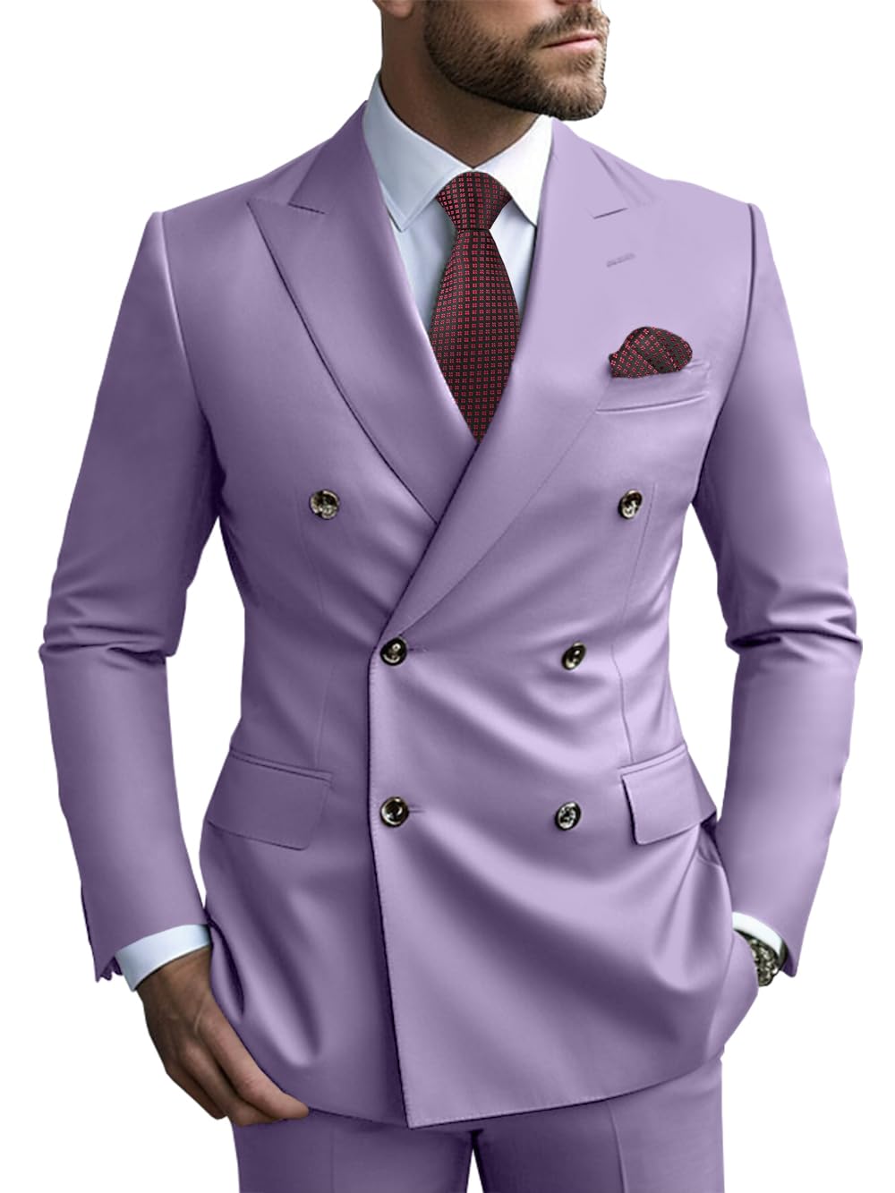 2 Piece Double Breasted Men Suit Slim Fit Mens Double Breasted Blazer Pants Sets Wedding Suit Prom Suits-67