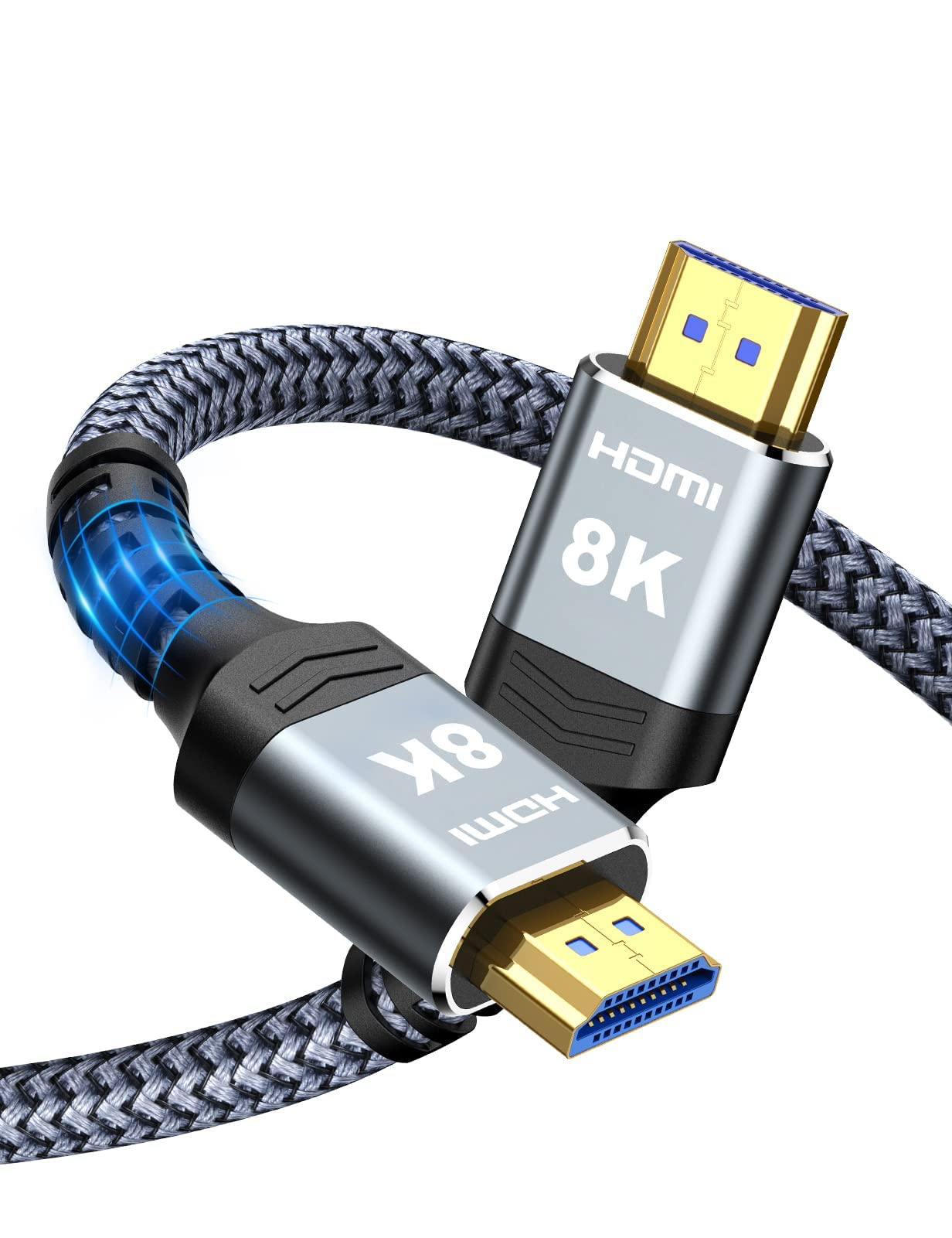 Highwings 8K 10K 4K HDMI Cable 48Gbps 6.6FT/2M, Certified Ultra High Speed HDMI Cable Braided Cord-4K@120Hz 8K@60Hz, DTS:X, HDCP 2.2 & 2.3, HDR 10 Compatible with Roku TV/PS5/HDTV/Blu-ray