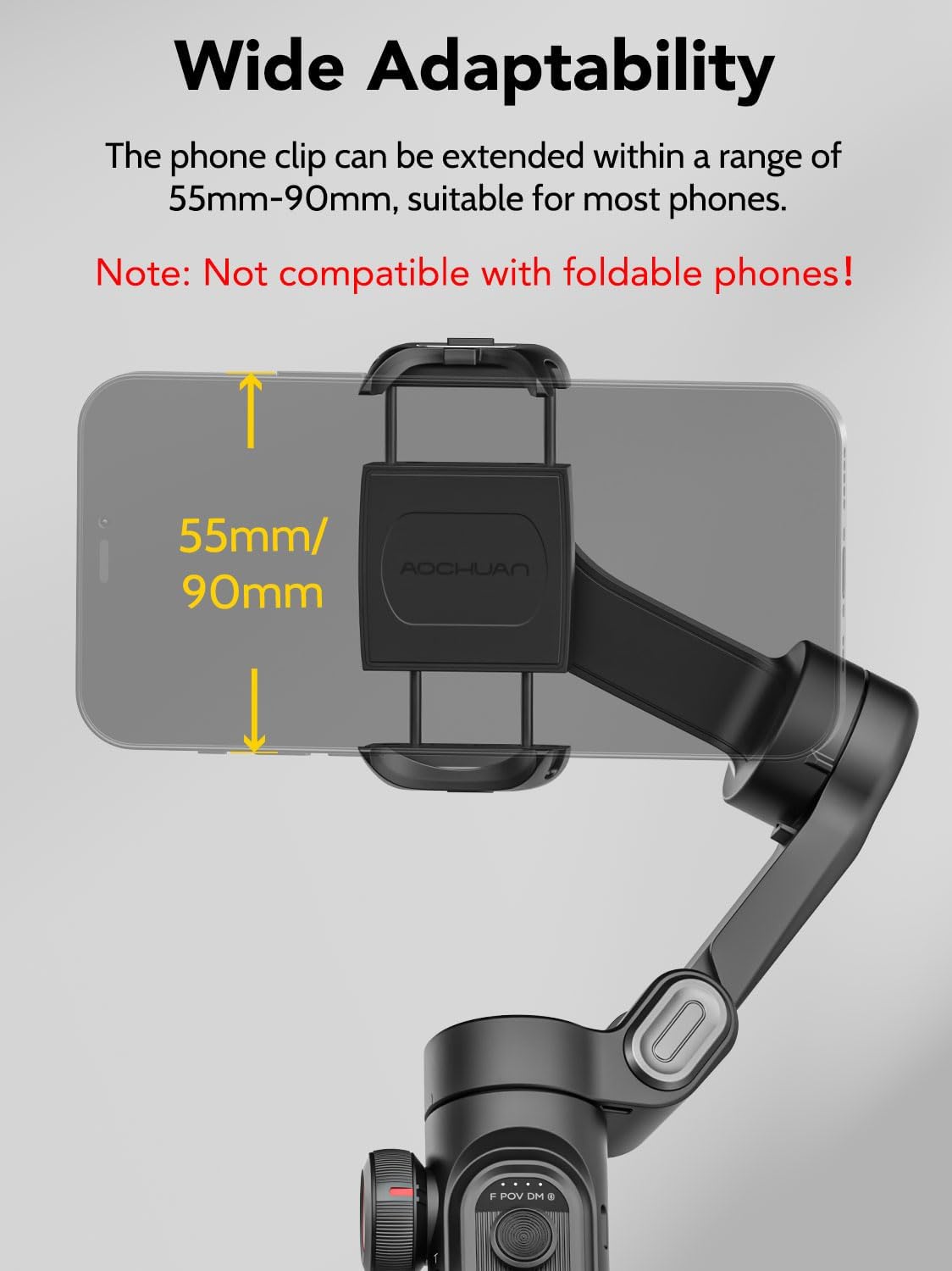 AOCHUAN Phone Gimbal Stabilizer 3-Axis Smartphone Foldable Handheld Gimbal for iPhone with Focus Wheel TikTok YouTube Vlog Stabilizer for iPhone17 16 15 14 13 Pro Max Android-Smart XE