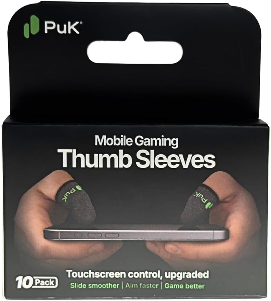 PuK Mobile Gaming Thumb Sleeves - Pack of 10 Breathable Anti-Sweat Gaming Finger Sleeves for Smooth Glide & Precision Control - Mobile Game Accessories Optimized for FPS & Battle Royale Type Games