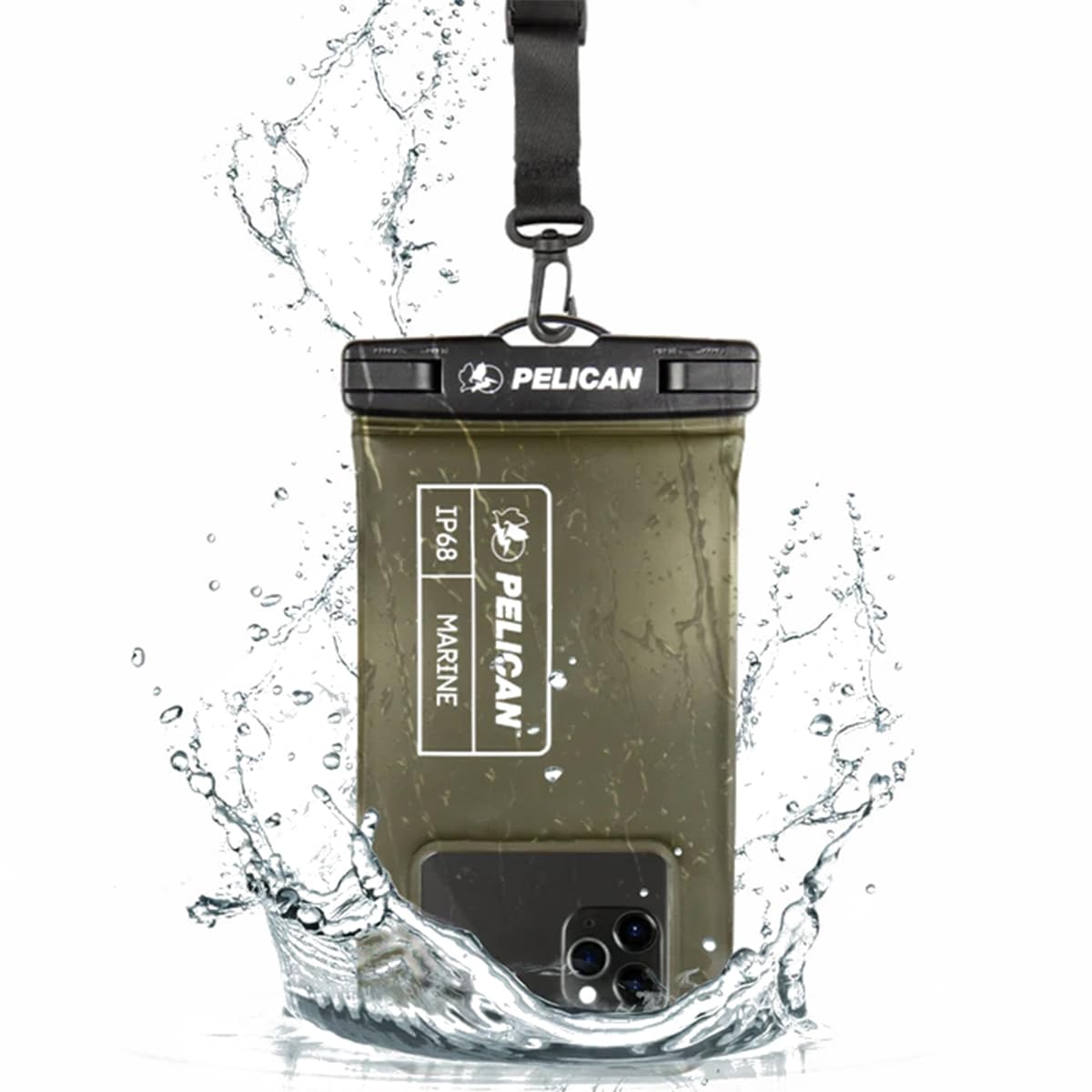 Pelican 2 Pack Marine Waterproof Phone Pouch (Regular) -Black/Hi-Vis Yellow | Touchscreen IP68 Floating Waterproof Phone Case w/Detachable Lanyard - Fits All Phones - Beach Cruise Ship Travel Essentials