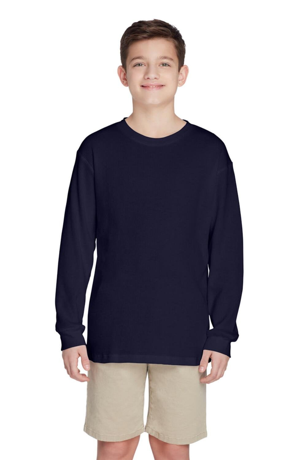 French Toast Boys Long Sleeve Thermal Waffle Tee T-Shirt White