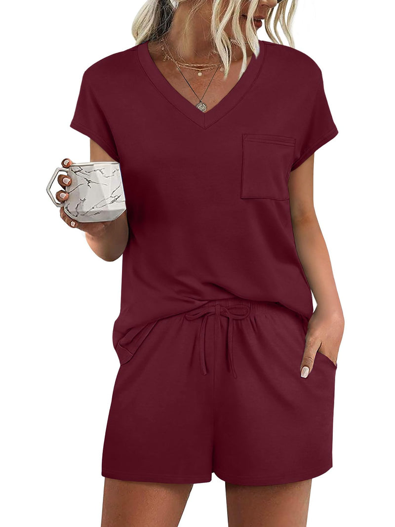 RUMIA Pajamas for Women 2 Piece Cap Sleeve Lounge Short Sets with Pockets (S-3XL)-67