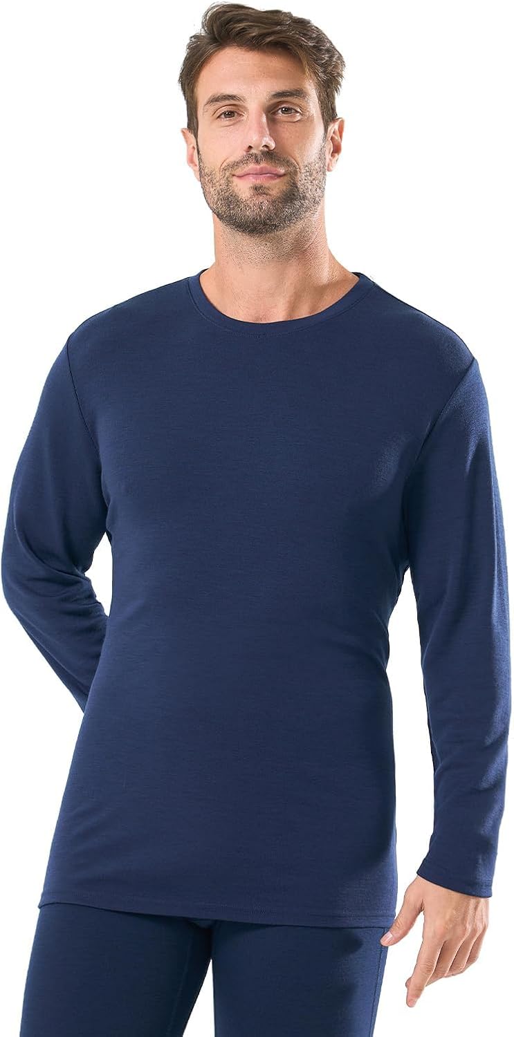 Merino Protect 100% Merino Wool Base Layer Mens Long Sleeve Shirts Soft Thermal Underwear for Hunting Hiking-31