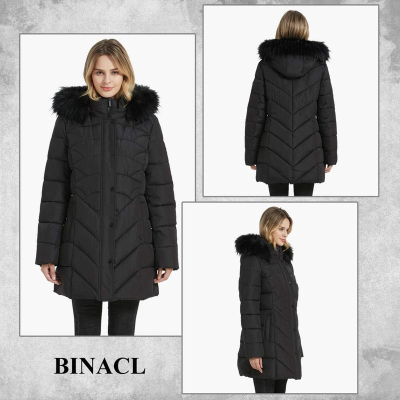 BINACL Women's Winter Warm Thicken Long Outwear Pockets Coat Parka Jacket XS-3XL-98