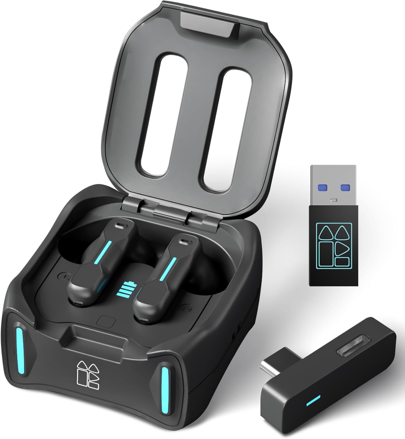 Middle Rabbit SW4 Pro Gaming Earbuds with Mic Wireless, 2.4G Dongle + Bluetooth Dual Mode, 20ms Low Latency, Compatible with PS5, PS4, PlayStation, Desktop&Laptop PC, VR