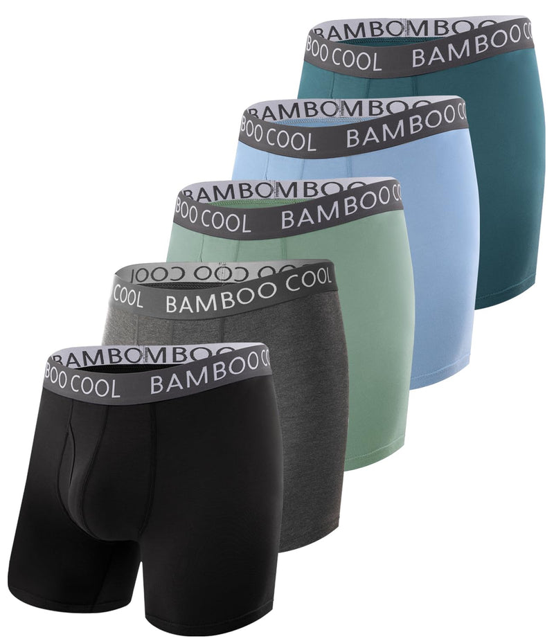 BAMBOO COOL Men's Ultra ComfortSoft Underwear, Moisture Wicking & Breathable No Ride Up Boxer Briefs with Fly, Multipack-17