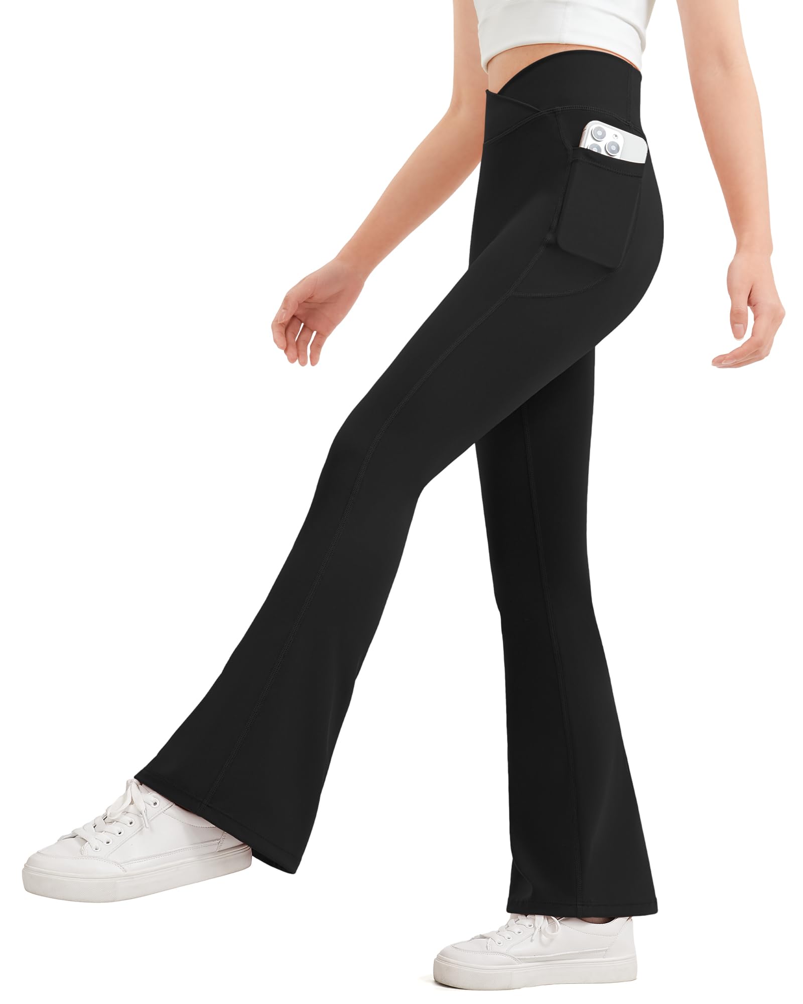 JOCMIC Girls Flare Leggings Kids Bell Bottom High Waisted Dance Yoga Flared Pants-34