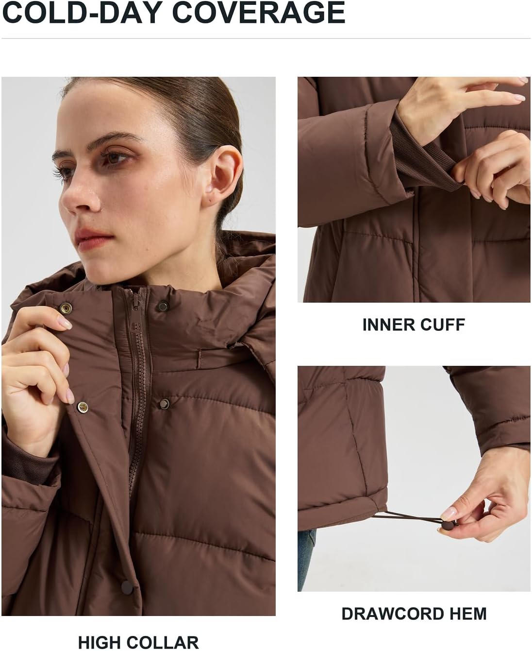 Women's Puffer Jacket, 2026 Trendy Winter Coat with Removable Hood