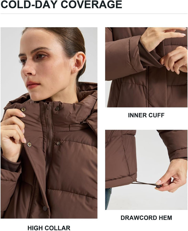 Women's Puffer Jacket, 2026 Trendy Winter Coat with Removable Hood