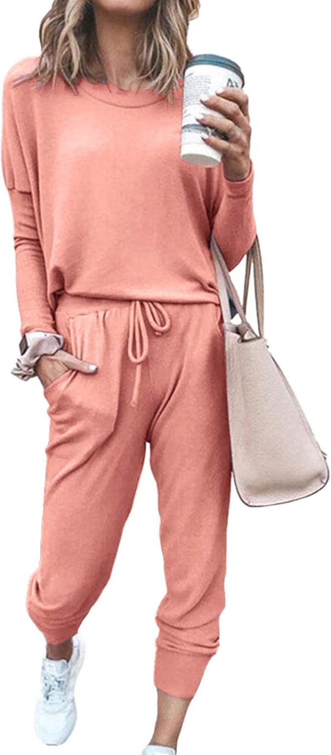 PRETTYGARDEN Women Fall 2 Piece Lounge Outfit Long Sleeve Tops High Waisted Jogger Pants Set Spring Travel Clothes Tracksuit-42