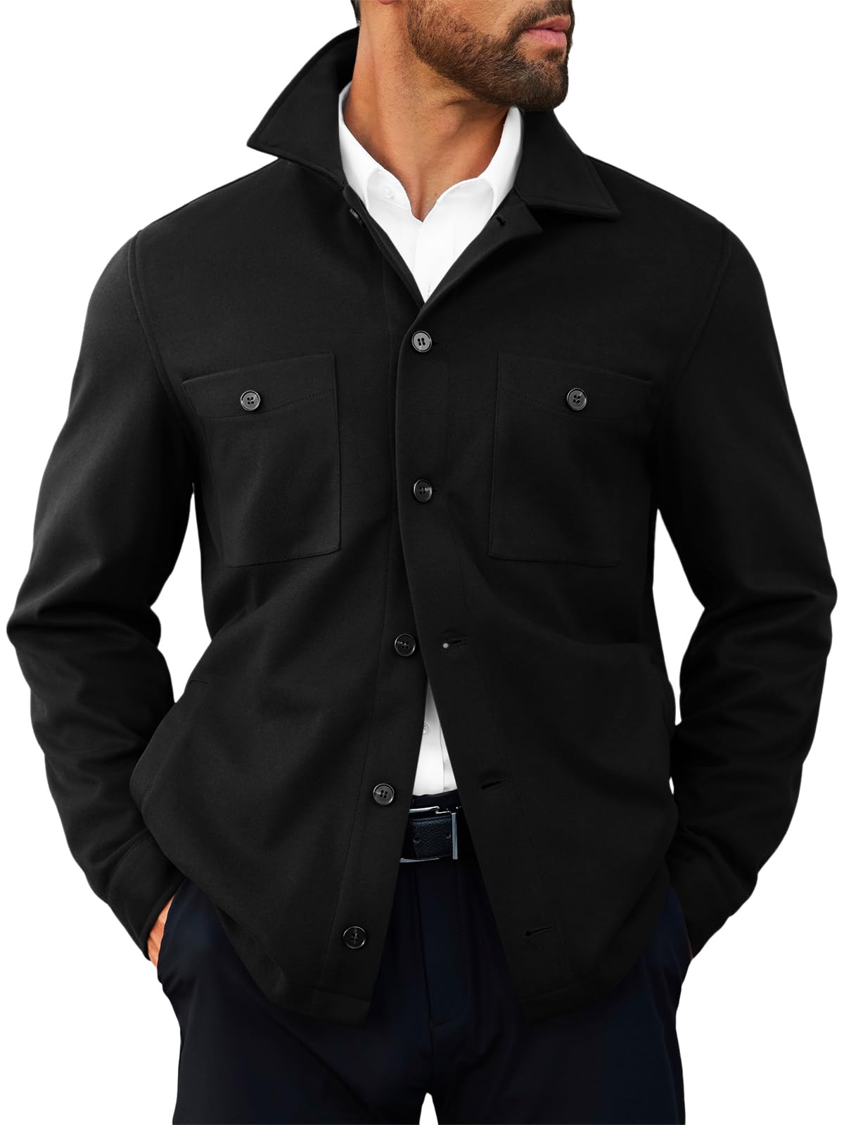 Runcati Mens Lightweight Shirt Jacket Button Down Long Sleeve Shacket Casual Fall Warm Work Stylish Jackets with Pocket-1