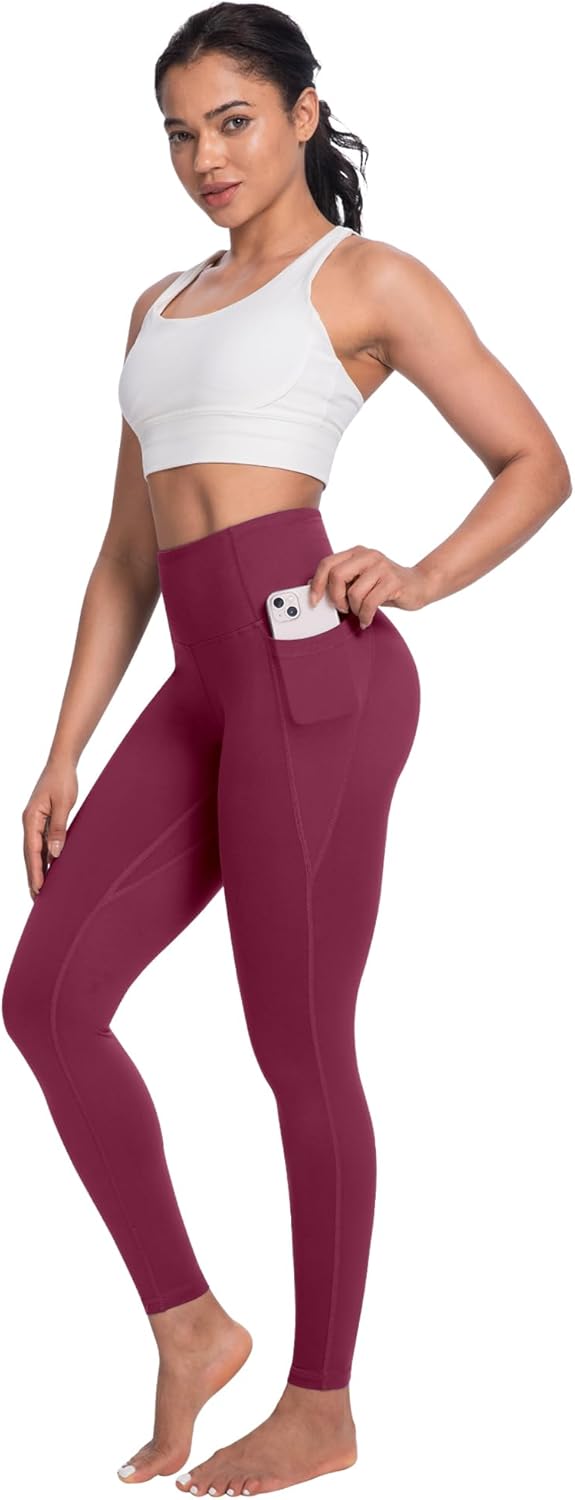 NORMOV 4 Packs Yoga Leggings with Pockets for Women, Soft High Waisted Tummy Control Workout Pants