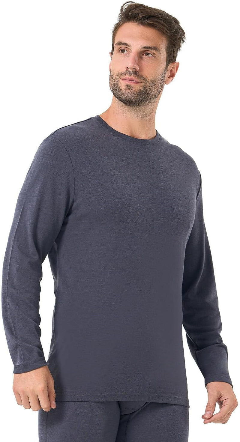 Merino Protect 100% Merino Wool Base Layer Mens Long Sleeve Shirts Soft Thermal Underwear for Hunting Hiking-49