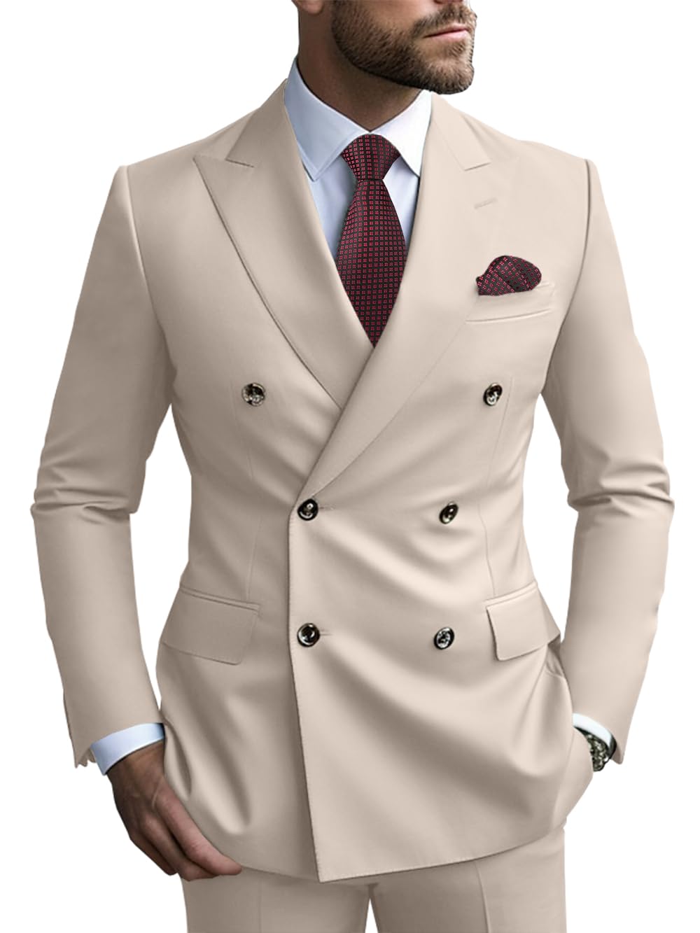2 Piece Double Breasted Men Suit Slim Fit Mens Double Breasted Blazer Pants Sets Wedding Suit Prom Suits-56