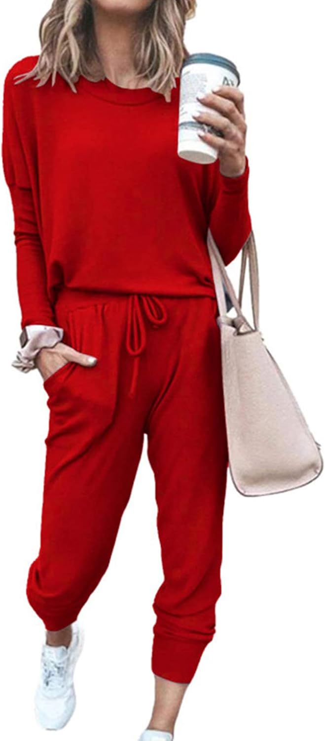 PRETTYGARDEN Women Fall 2 Piece Lounge Outfit Long Sleeve Tops High Waisted Jogger Pants Set Spring Travel Clothes Tracksuit-3