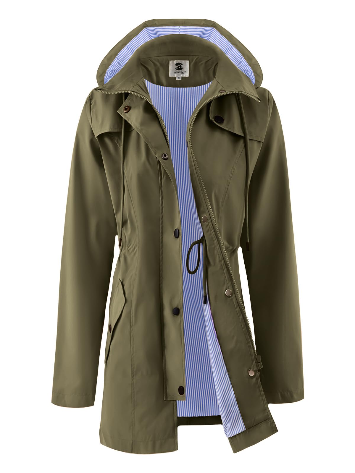 SaphiRose Women's Long Rain Jacket Waterproof Rain Coat with Hood Outdoor Light Raincoats Windbreaker-31