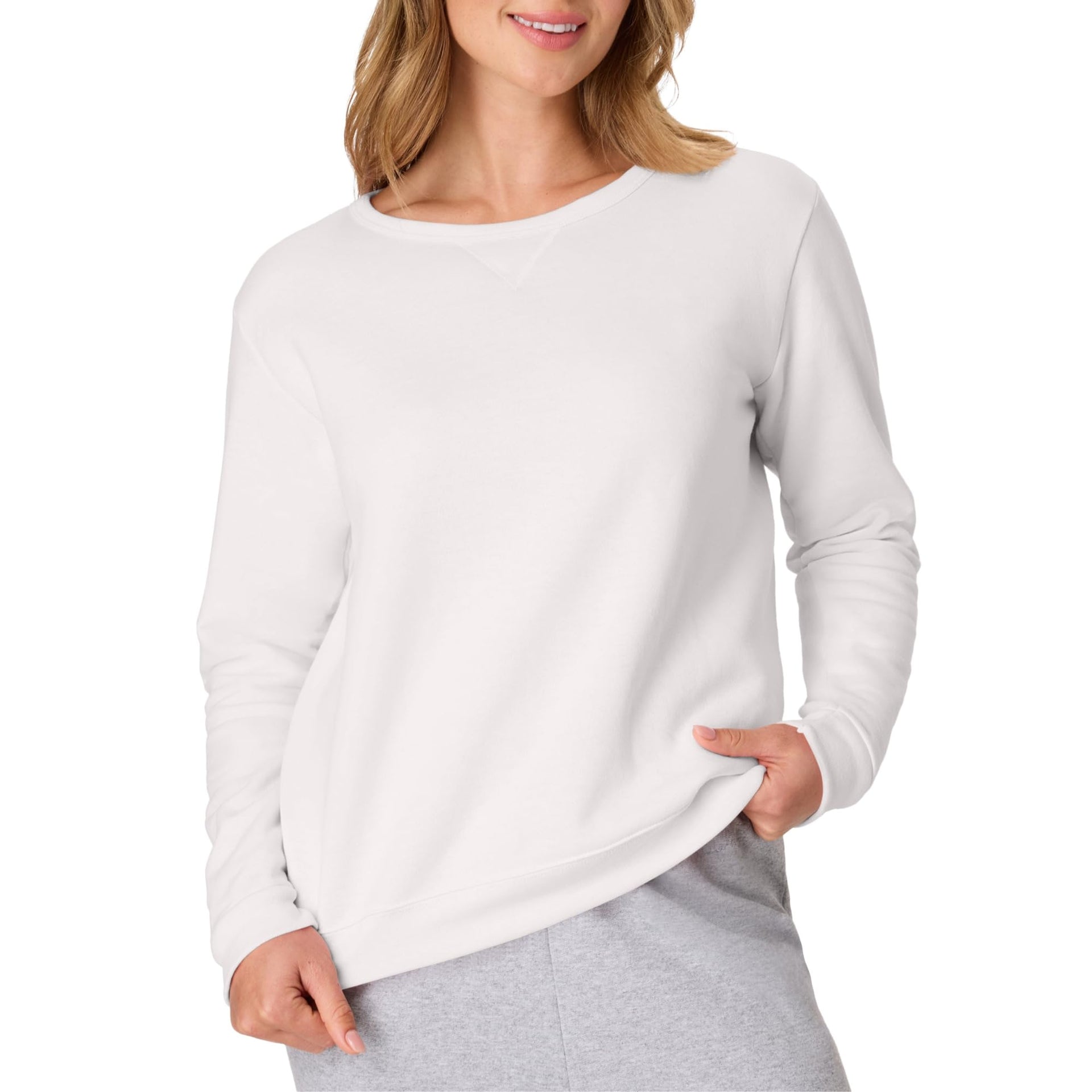 Hanes womens Crewneck Sweatshirt, Ecosmart Fleece Pullover With V-notch, Sweatshirt for Women