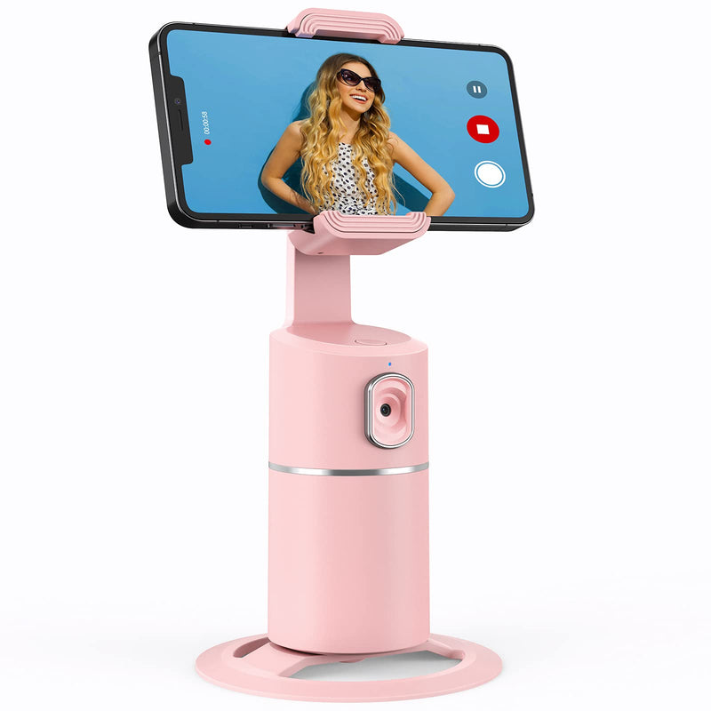 Auto Face Tracking Phone Holder, No App Required, 360° Rotation Face Body Phone Tracking Tripod Smart Shooting Camera Mount for Live Vlog Streaming Video, Rechargeable Battery-Black