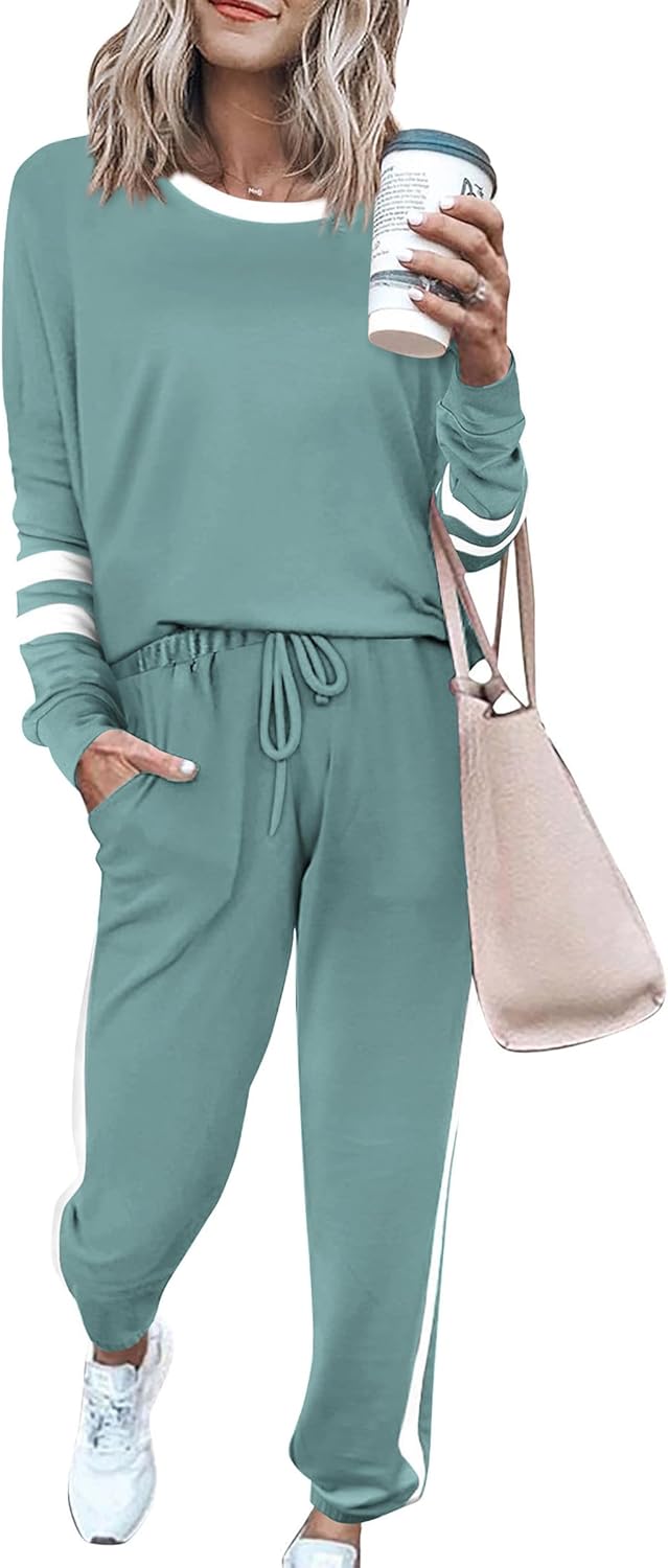 PRETTYGARDEN Women Fall 2 Piece Lounge Outfit Long Sleeve Tops High Waisted Jogger Pants Set Spring Travel Clothes Tracksuit-32