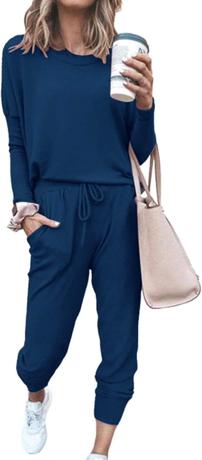 PRETTYGARDEN Women Fall 2 Piece Lounge Outfit Long Sleeve Tops High Waisted Jogger Pants Set Spring Travel Clothes Tracksuit-83