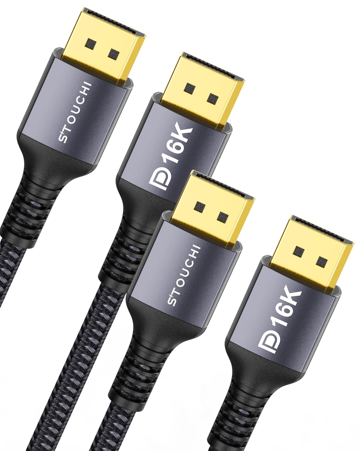 Stouchi VESA Certified DisplayPort 2.1 Cable 10FT/3M, 54Gbps UHBR13.5 [16K 8K 4K@240Hz] DP Cord, Support FreeSync G-Sync, DSC 1.2a, Snag-Free Connector for RTX 5090/4090, Gaming Monitor