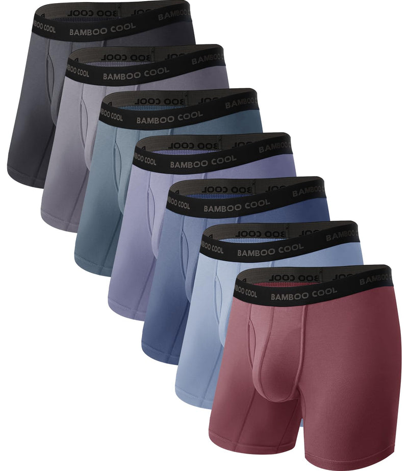 BAMBOO COOL Men's Ultra ComfortSoft Underwear, Moisture Wicking & Breathable No Ride Up Boxer Briefs with Fly, Multipack-85