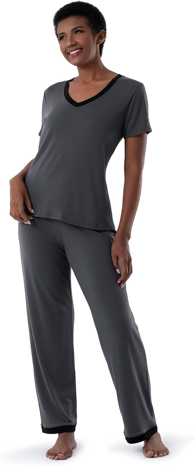 Fruit of the Loom womens Short Sleeve Tee and Pant 2 Piece Sleep Set-18