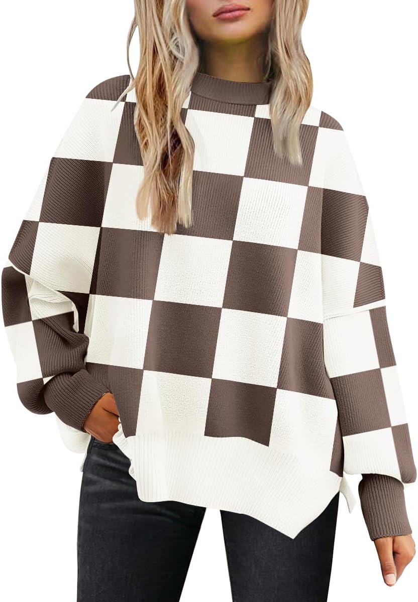 LILLUSORY Women's Oversized Batwing Sweaters 2025 Fall Outfits Trendy Crewneck Knit Side Slit Fashion Pullover Tops-51