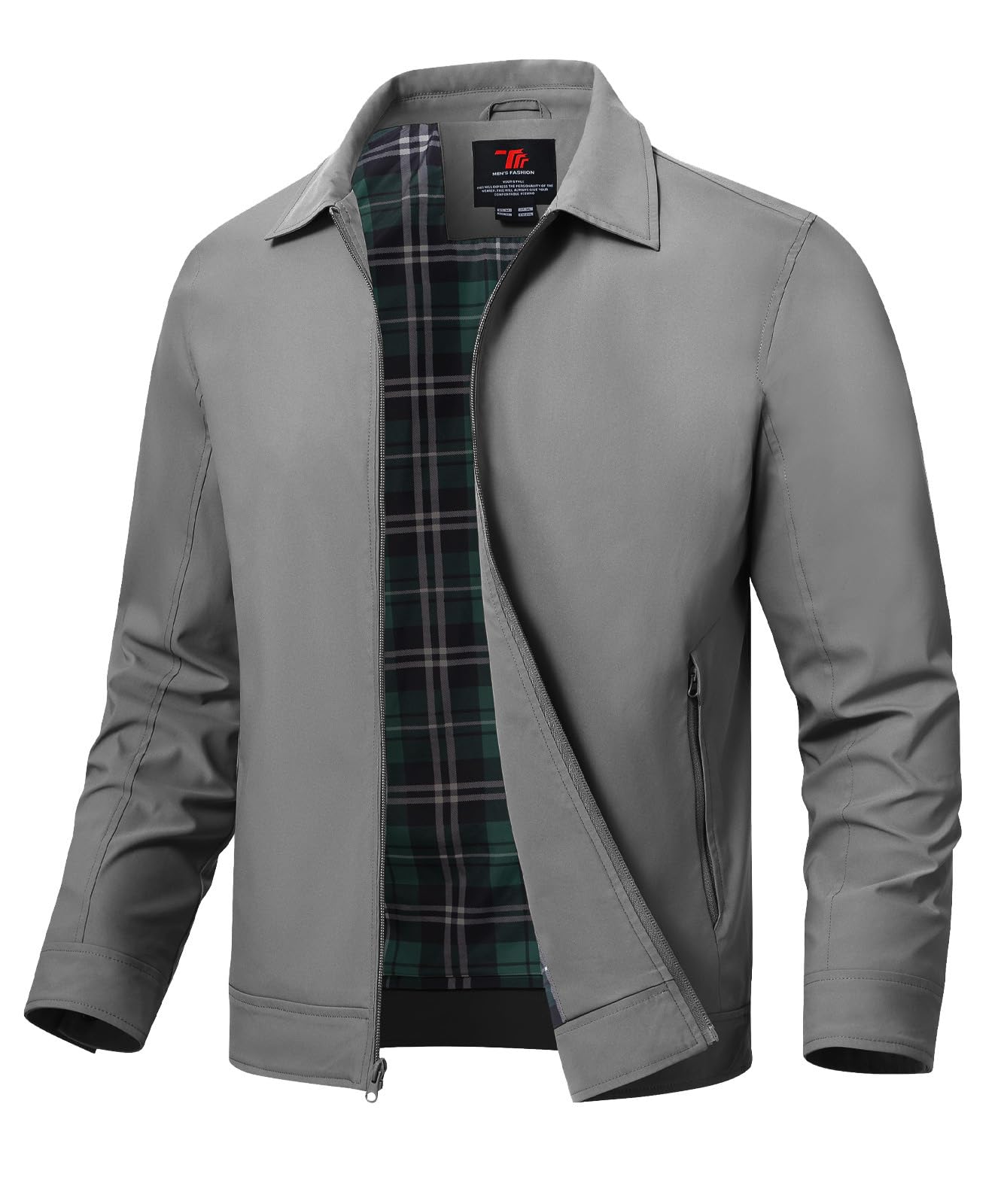 TBMPOY Mens Lightweight Jackets Light Windbreaker Full Zip Casual Work Jacket Golf Business Fall Track Coat with Pockets-90