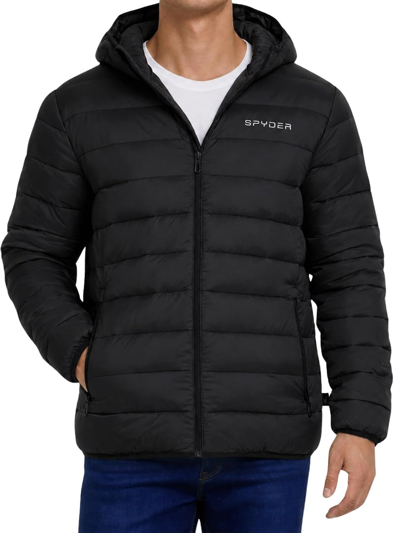 Spyder Puffer Jacket Men - Packable Lightweight Quilted Hooded Winter Coat