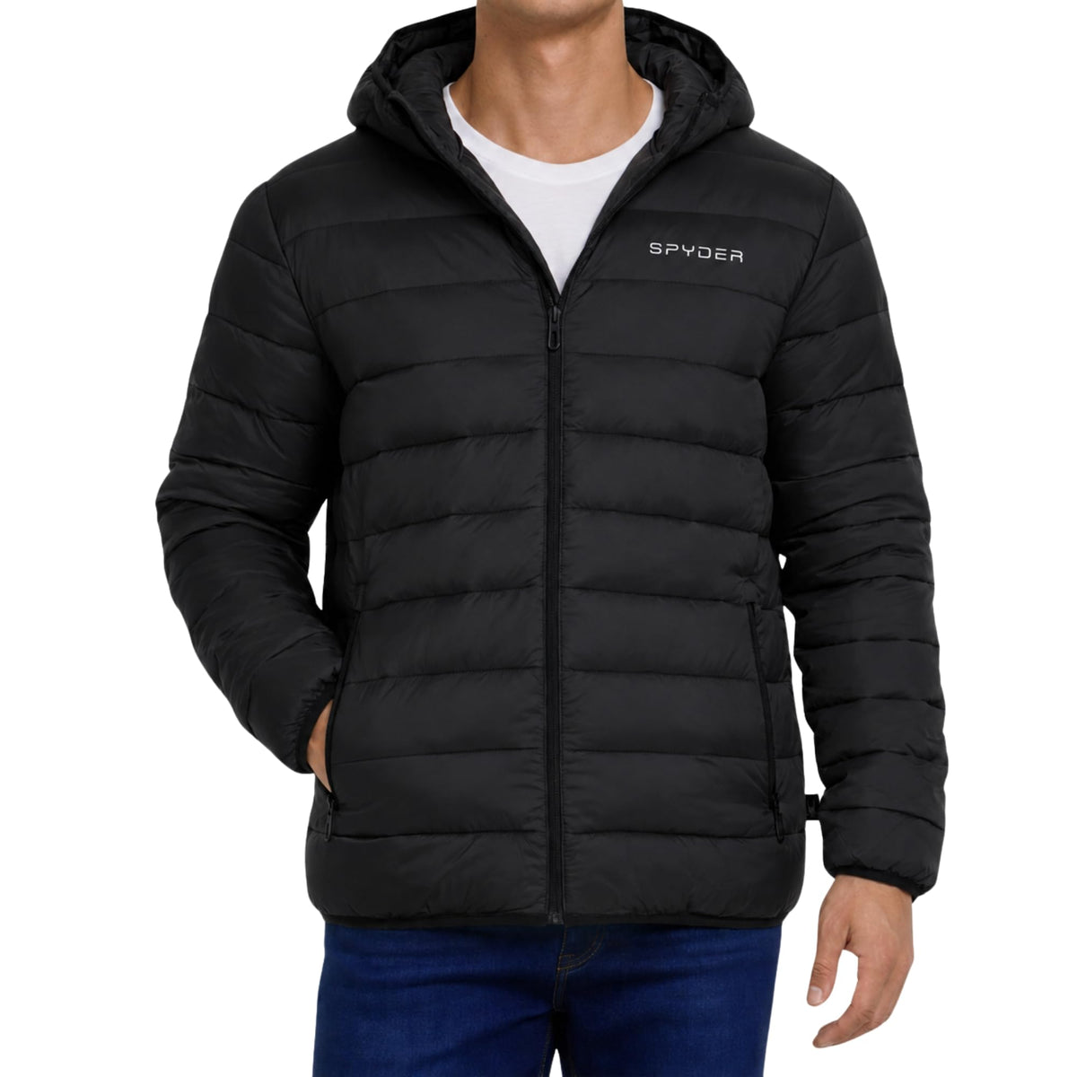 Spyder Puffer Jacket Men - Packable Lightweight Quilted Hooded Winter Coat