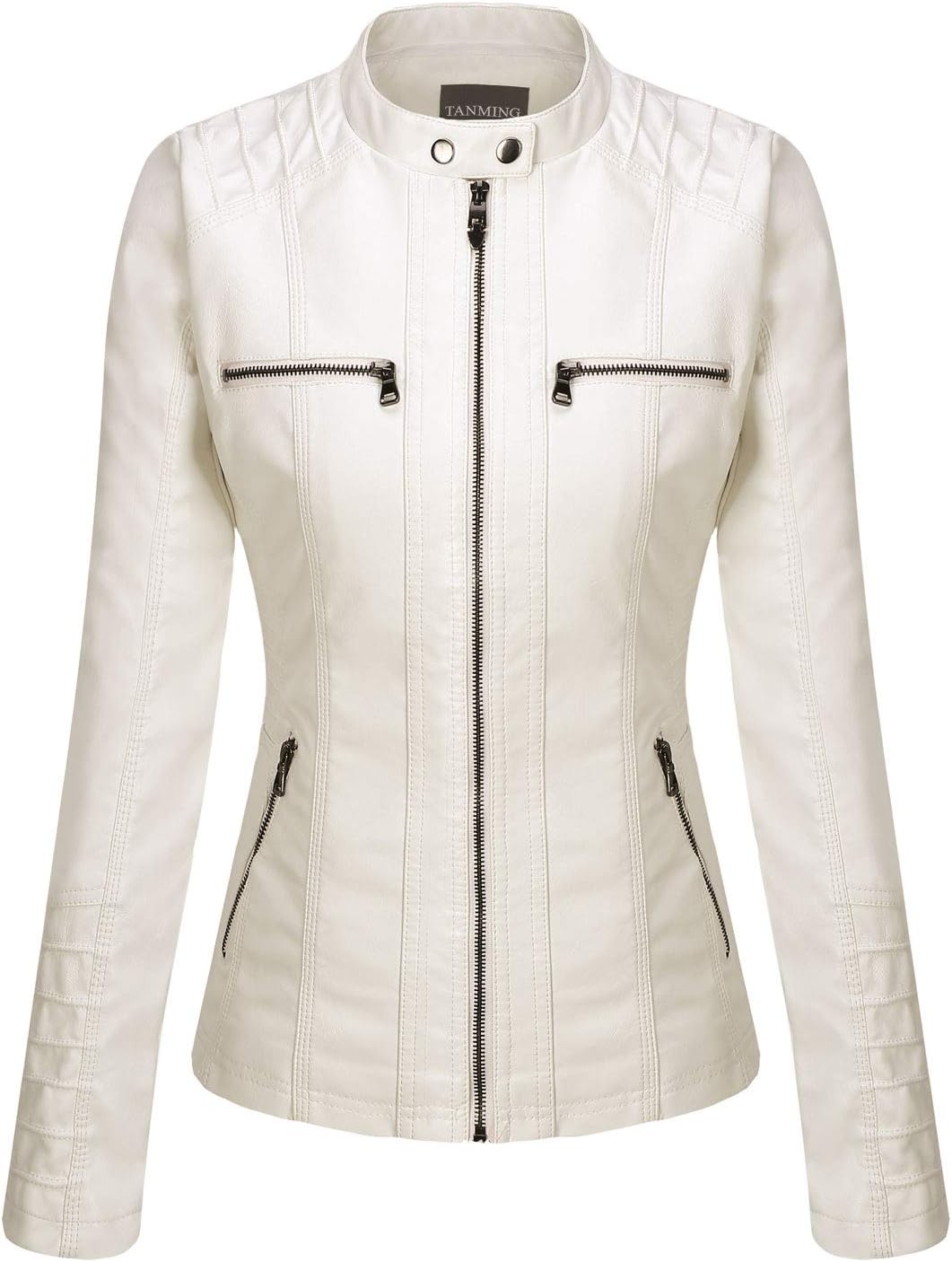 Tanming Womens Faux Leather Jacket Hooded Moto Biker Coat Outerwear Fall Fashion Outfits Winter Clothes-100