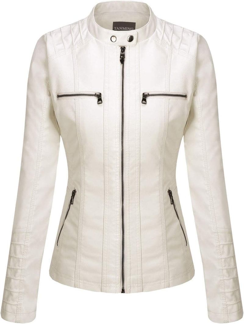 Tanming Womens Faux Leather Jacket Hooded Moto Biker Coat Outerwear Fall Fashion Outfits Winter Clothes-100