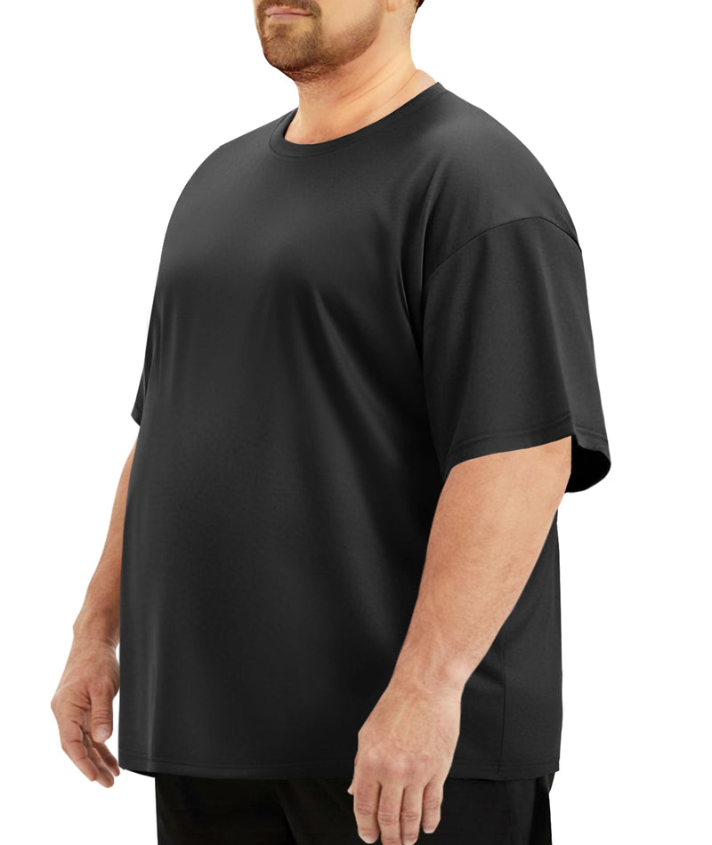 Workout Mens Shirts - Casual Black Quick Dry Moisture Wicking T-Shirts Crew Neck Short Sleeve for Gym Athletic Running