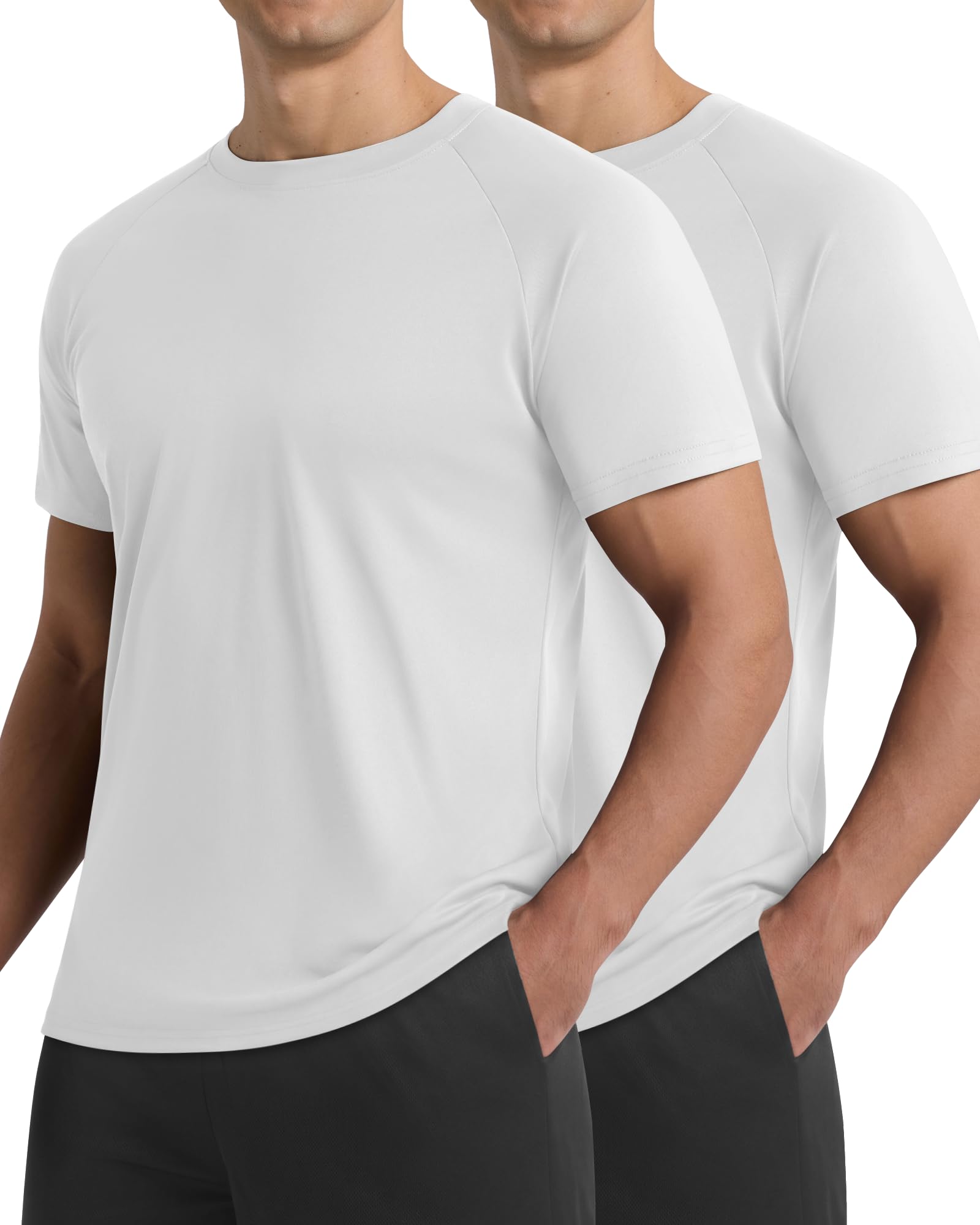 2 Pack Workout Shirts for Men - Black Casual Quick Dry Moisture Wicking Men's T-Shirts for Gym Running Athletic