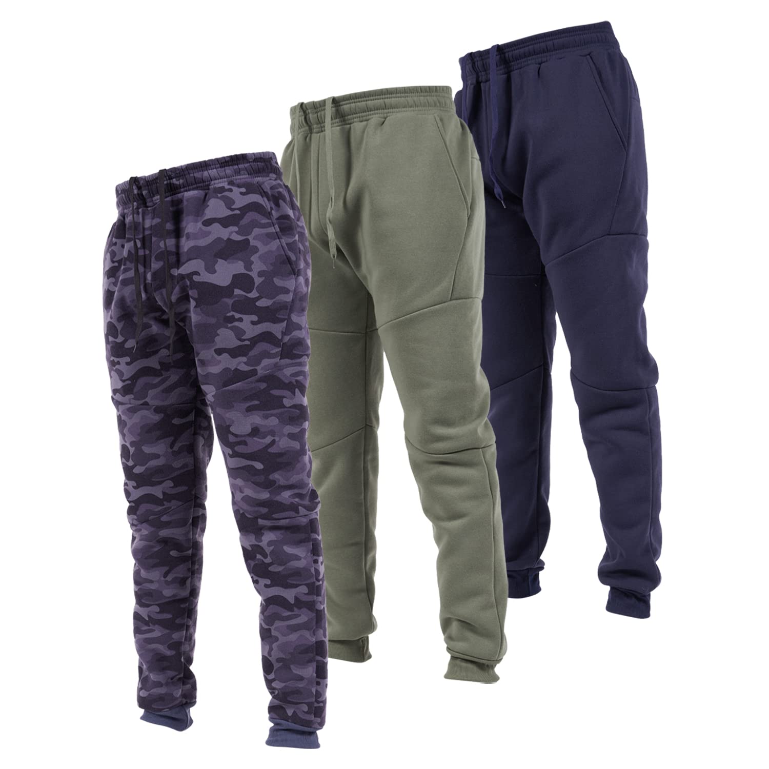 Ultra Performance 3 Pack Fleece Active Tech Joggers for Men, Mens Sweatpants with Zipper Pockets-52