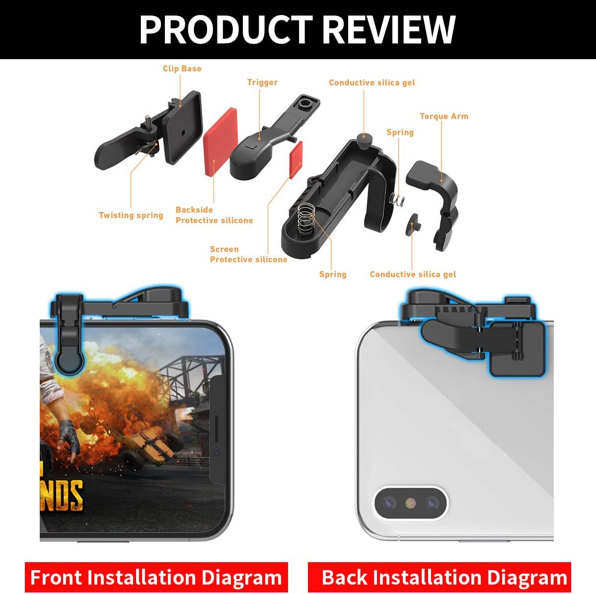 【1 Pair】 Z108 Mobile Gaming Controller Compatible with PUBG Mobile/Fortnitee Mobile/Call of Duty Mobile, Sensitive Shoot and Aim Trigger L1R1 Compatible with Android & iPhone